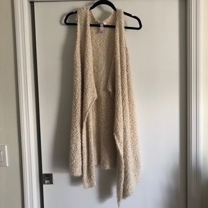 Long plush kimono vest